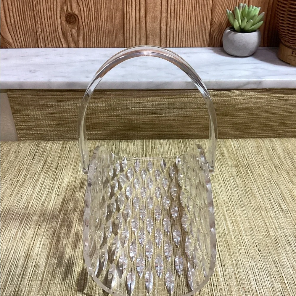 Vintage Rare MCM Diamond Cut Lucite Napkin or Hand Towel Holder